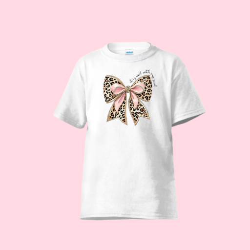 “It Is Well with My Soul” Leopard Bow Tee