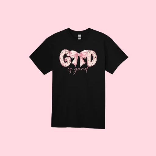 “God Is Good” Floral Bow Tee